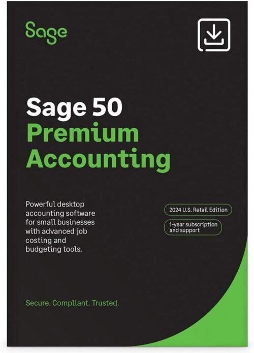Sage 50 Premium Accounting 2024 U.S. 1-User 1-Year Subscription Small Business Accounting Software [PC Download]