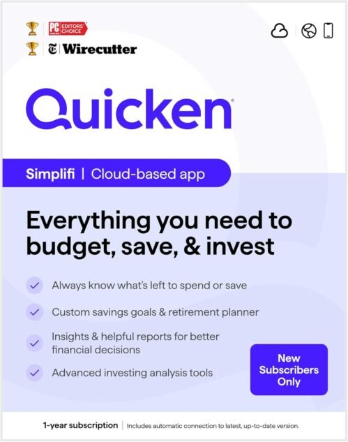 Quicken Simplifi Personal Finance Software for NEW Simplifi Subscribers | 1 Year Subscription| Cloud [Online Code]