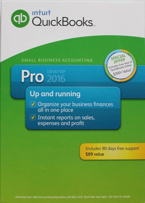 Intuit QuickBooks Pro 2016 Small Business Accounting Software Retail 1 User Boxed Version For Windows 7, 8, 10